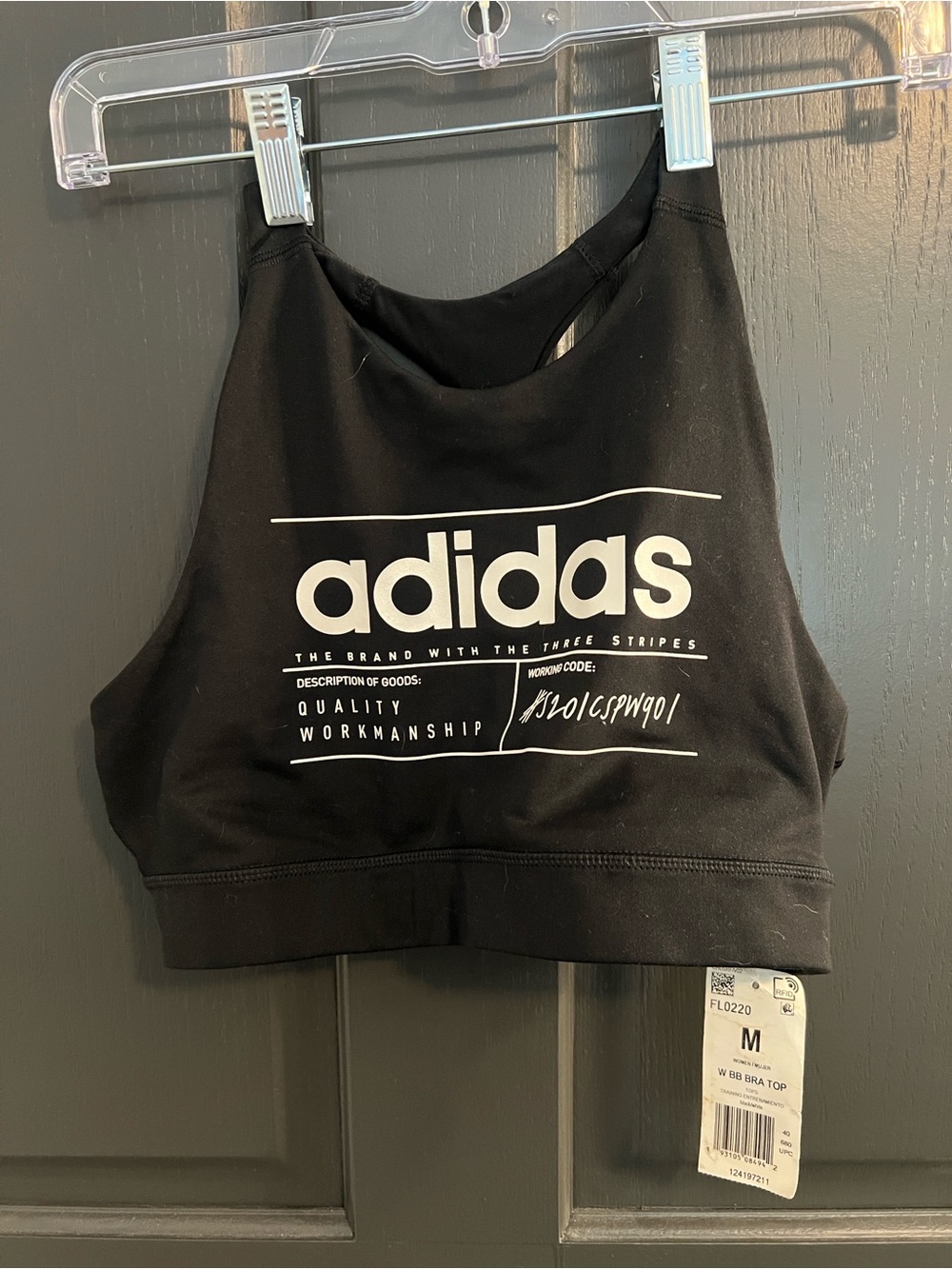 NWT Adidas black high neck sports bra crop top with T-strap back size Medium
